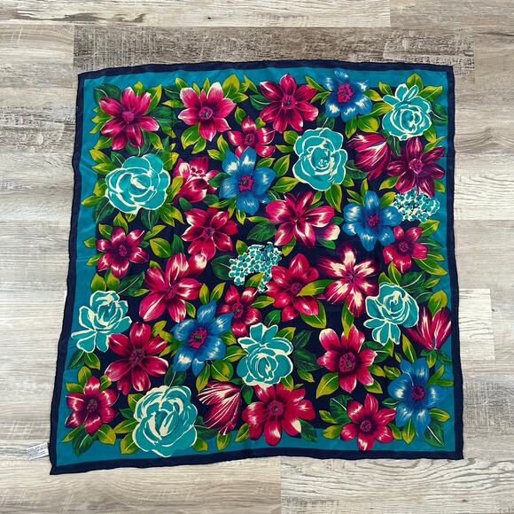 Vintage Echo Silk Scarf Runway by Echo Floral Print 34” Square - Picture 2 of 8
